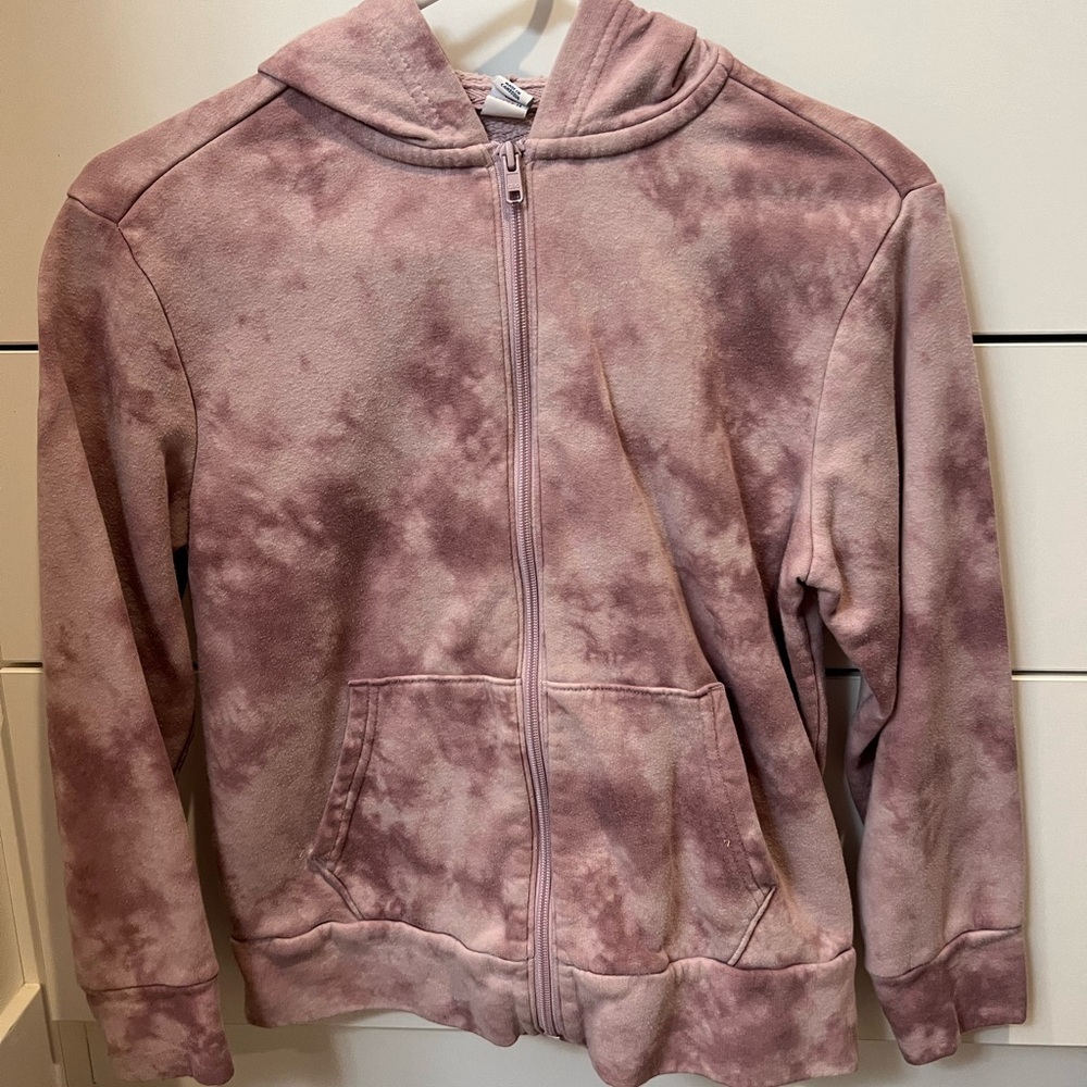Old Navy Pink Tie Dye Hooded Sweatshirt Full Zip L 10/12